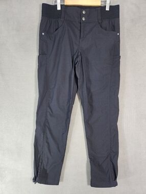 Title Nine Recycled Clamber Hiking Pants Cinchable Black Ankle Pulls Size 8